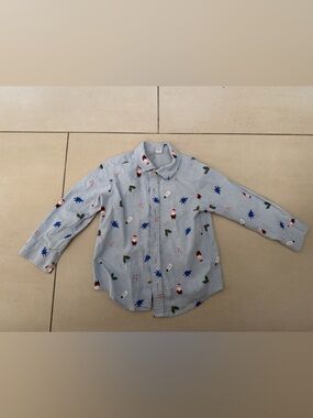 Old Navy Light Blue Festive Print Button-Up Shirt